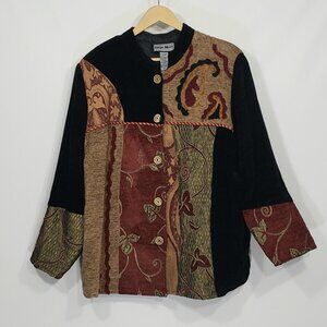 Indigo Moon  Patchwork Tapestry Jacket Women's Plus Size 1X  Boho Hippy